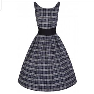 Lindy Bop Navy/white/black plaid Lana dress S